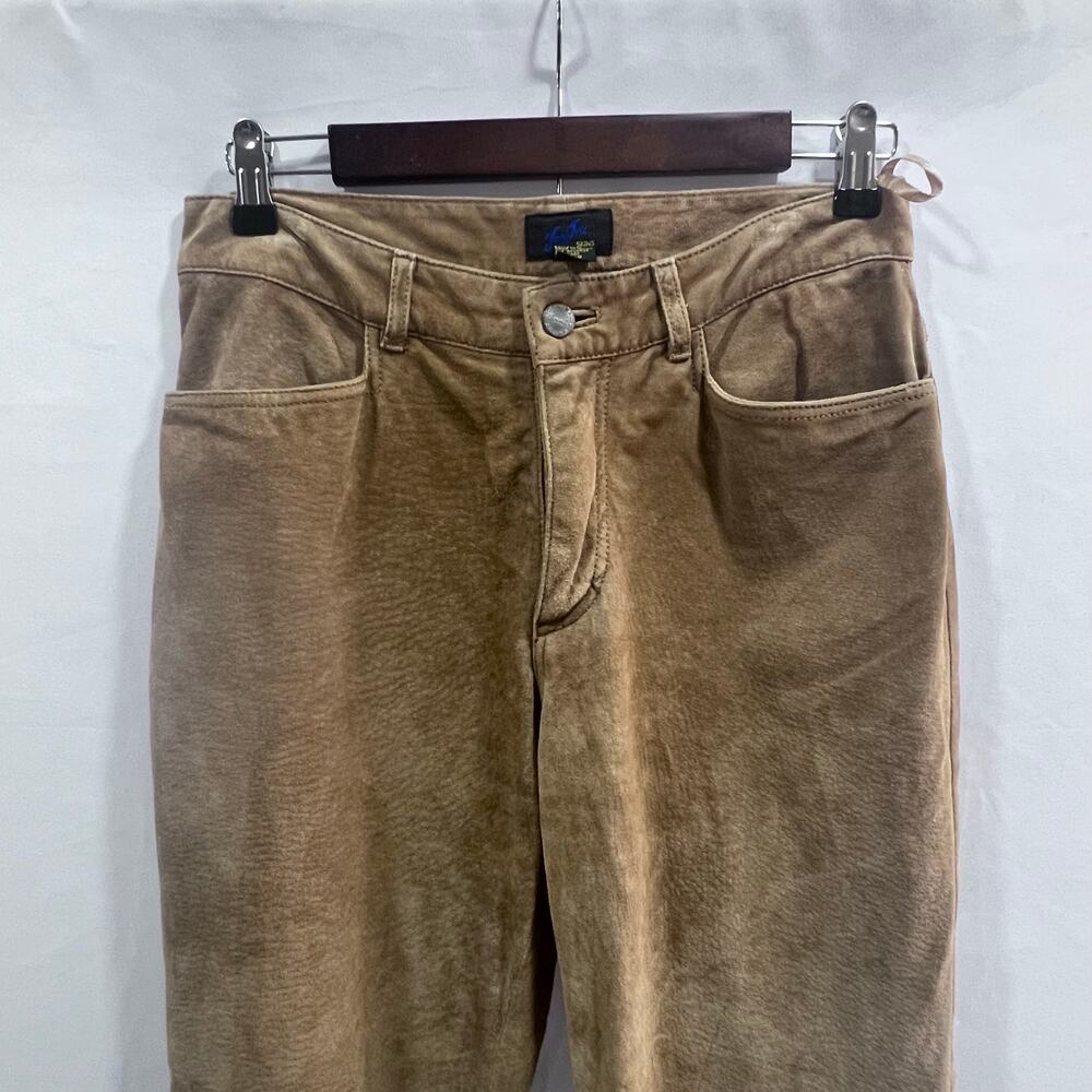 Vintage Jou Jou Tan Suede Leather Mid Rise Pants Women's Size 7/8 Western Boho - Picture 7 of 9